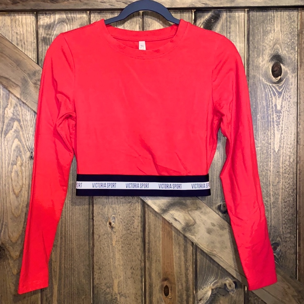 Victoria Secret Red Long-Sleeve with‎ Striped Band